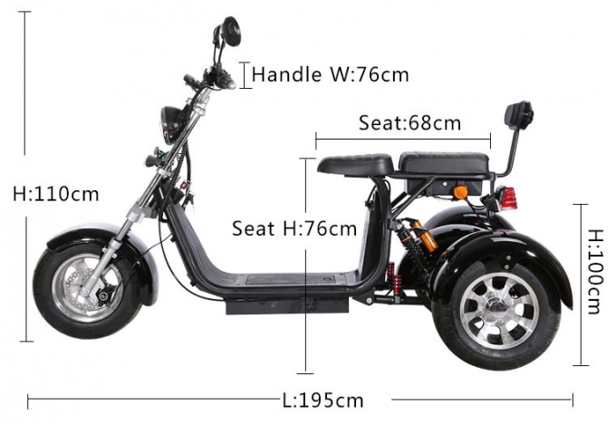 les personnes âgées de gros pneu de Citycoco de route de Harley Electric Scooter Bike Off de la roue 1000W 3 montent des tricycles 12
